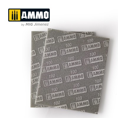 SANDING SPONGE SHEET - 100-GRIT - 2 PCS ( 11,5 X 14,0 CM ) - AMMO MIG 8555